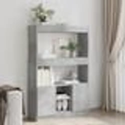 vidaXL Buffet haut gris béton 92x33x140 cm bois dingénierie armoire à livres armoire à livres moderne étagère à livres 3309612