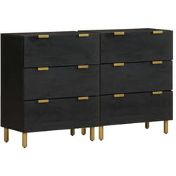 Vidaxl - Buffets 2 Pcs Noir 60x33x75 Cm Bois D'Ingénierie