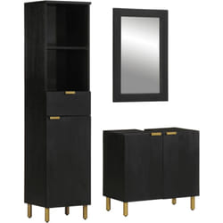 Vidaxl - Ensemble de meubles salle de bain 3 pcs noir bois d'ingénierie
