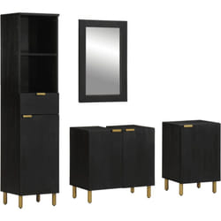 Vidaxl - Ensemble de meubles salle de bain 4 pcs noir bois d'ingénierie
