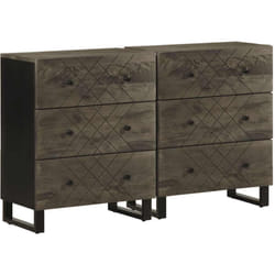 Buffets 2 Pcs Noir 60x33x75 Cm Bois Massif De Manguier - Vidaxl