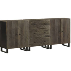 Vidaxl - Buffets 3 Pcs Noir 60x33x75 Cm Bois Massif De Manguier