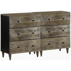 vidaXL Buffets 2 pcs gris clair 60x33,5x75 cm bois de manguier massif