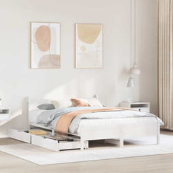 Cadre De Lit Sans Matelas Blanc 150x200 Cm Bois De Pin Massif Vidaxl