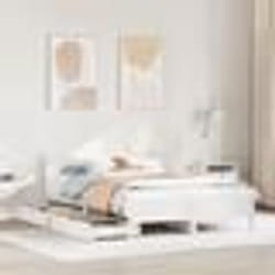 vidaXL Cadre de lit sans matelas blanc 140x190 cm bois de pin massif meuble de chambre à coucher sommier lit en bois 3309783