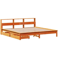 Lit Bibliothèque Sans Matelas Cire Marron 180x200 Cm Pin Massif Vidaxl