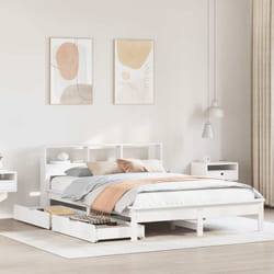 Lit Bibliothèque Sans Matelas Blanc 160x200 Cm Bois Pin Massif Vidaxl