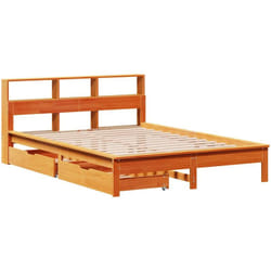 Lit Bibliothèque Sans Matelas Cire Marron 140x200 Cm Pin Massif Vidaxl