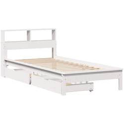 Lit bibliothèque sans matelas blanc 75x190cm bois de pin massif Vidaxl