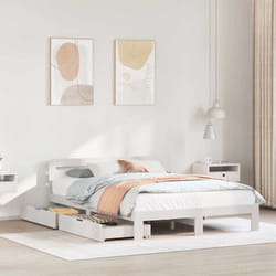 Cadre De Lit Sans Matelas Blanc 140x200 Cm Bois De Pin Massif Vidaxl