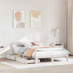 Cadre De Lit Sans Matelas Blanc 160x200 Cm Bois De Pin Massif Vidaxl