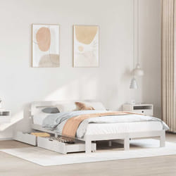 Vidaxl - Cadre De Lit Sans Matelas Blanc 135x190 Cm Bois De Pin Massif
