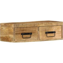 Meuble TV mural 60x30x19 cm bois massif de manguier brut vidaXL