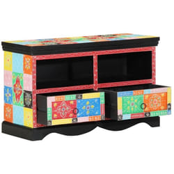 Meuble TV Multicolore 80 x 35 x 50 cm Bois de manguier massif vidaXL