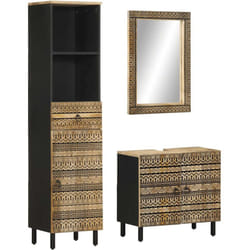 Ensemble De Meubles De Salle De Bain 3 Pcs Bois Manguier Massif Vidaxl633918