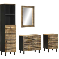 Ensemble De Meubles De Salle De Bain 4 Pcs Bois Manguier Massif Vidaxl