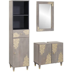 Ensemble De Mobilier De Salle De Bain Avec Tiroir 3 Pcs Gris Vidaxl