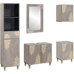 Ensemble De Mobilier De Salle De Bain Avec Tiroir 5 Pcs Gris Vidaxl
