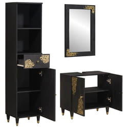 Ensemble De Meubles De Salle De Bain Avec Tiroir 3 Pcs Noir Vidaxl