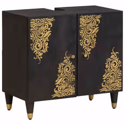 Ensemble De Meubles De Salle De Bain Avec Tiroir 3 Pcs Noir Vidaxl - Vue supplémentaire 2