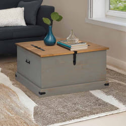 Coffre de rangement halden gris 91x91x47 cm bois massif pin - Vidaxl