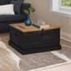 vidaXL Coffre de rangement HALDEN noir 91x91x47 cm bois massif pin stockage de coffre coffre de rangement en bois coffre 4018 ...