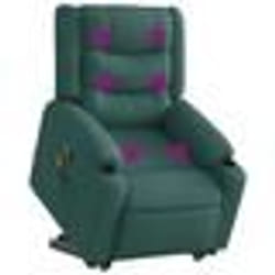 vidaXL Fauteuil inclinable de massage Vert foncé Tissu