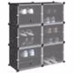 vidaXL Cubes de rangement 6 pcs avec portes noir PP