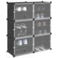 vidaXL Cubes de rangement 6 pcs avec portes noir PP