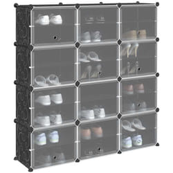 Vidaxl - Cubes de rangement 12 pcs avec portes noir pp