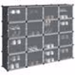 vidaXL Cubes de rangement 16 pcs avec portes noir PP