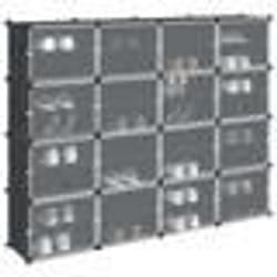 vidaXL Cubes de rangement 16 pcs avec portes noir PP