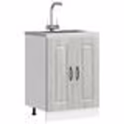 vidaXL Meuble bas pour évier Kalmar sonoma gris bois dingénierie meuble bas de cuisine meuble bas de cuisine avec porte 85344 ...