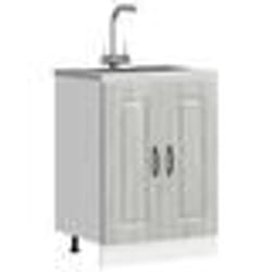 vidaXL Meuble bas pour évier Kalmar sonoma gris bois dingénierie meuble bas de cuisine meuble bas de cuisine avec porte 853443