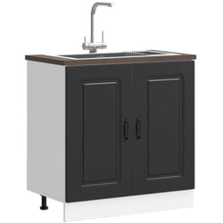 Meuble bas pour évier Kalmar noir 80x46x81,5 cm bois ingénierie - Vidaxl