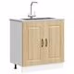 vidaXL Meuble bas pour évier Kalmar chêne sonoma bois ingénierie meuble bas de cuisine meuble bas de cuisine avec porte 85345 ...