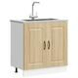 vidaXL Meuble bas pour évier Kalmar chêne sonoma bois ingénierie meuble bas de cuisine meuble bas de cuisine avec porte 853450