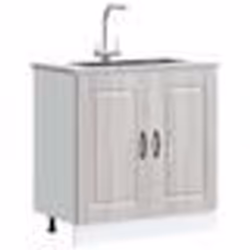 vidaXL Meuble bas pour évier Kalmar chêne sonoma bois ingénierie meuble bas de cuisine meuble bas de cuisine avec porte 85345 ...