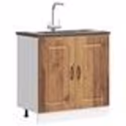 vidaXL Meuble bas pour évier Kalmar noir 80x46x815 cm bois ingénierie meuble bas de cuisine meuble bas de cuisine avec 853455
