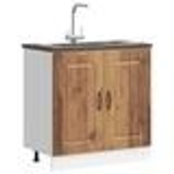 vidaXL Meuble bas pour évier Kalmar noir 80x46x815 cm bois ingénierie meuble bas de cuisine meuble bas de cuisine avec 853455