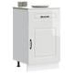 vidaXL Armoire de cuisine Kalmar blanc brillant bois ingénierie meuble bas dévier meuble bas de cuisine avec tiroir 853479