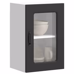 vidaXL Armoire murale de cuisine avec porte en verre Kalmar noir meuble mural de cuisine armoires murales avec portes 853528