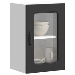 vidaXL Armoire murale de cuisine avec porte en verre Kalmar noir meuble mural de cuisine armoires murales avec portes 853528