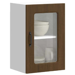 vidaXL Armoire Murale de Cuisine et Porte en Verre Kalmar - Chêne Marron