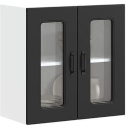 Armoire murale de cuisine avec porte en verre Kalmar noir Vidaxl