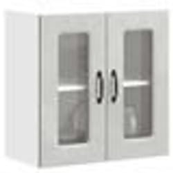 vidaXL Armoire murale de cuisine avec porte en verre Kalmar gris béton meuble mural de cuisine armoires murales avec 853671