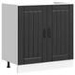 vidaXL Meuble de base de lavabo Lucca noir bois dingénierie meuble bas de cuisine meuble bas à tiroir de cuisine meuble 853688