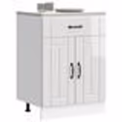 vidaXL Armoire de cuisine Lucca blanc brillant bois ingénierie meuble dévier meuble de cuisine avec tiroir meuble de 853729