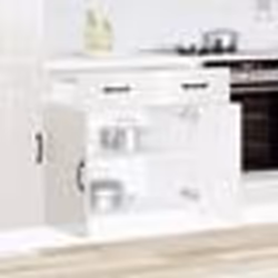 vidaXL Armoire de cuisine Lucca blanc brillant bois ingénierie meuble dévier meuble de cuisine avec tiroir meuble de 853739