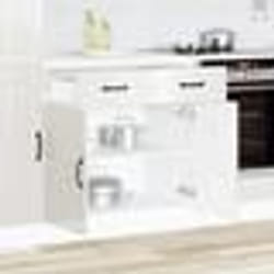 vidaXL Armoire de cuisine Lucca blanc brillant bois ingénierie meuble dévier meuble de cuisine avec tiroir meuble de 853739